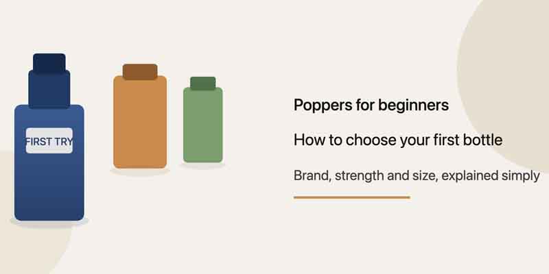 Illustration of poppers bottles for a beginners buying guide